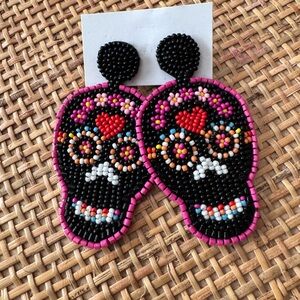 NWT Día de los Muertos Skull 💀 Seed Bead Earrings